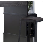 Transitional Style Wooden Bar Table with 3 Tier Side Shelves, Gray