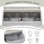 Solid wood Entryway Multifunctional Storage Bench with Safety Hinge
