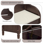 Solid wood Entryway Multifunctional Storage Bench with Safety Hinge