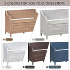 Solid wood Entryway Multifunctional Storage Bench with Safety Hinge