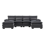 Gray Modern U-Shaped Modular Sectional Sofa with Double Chaise Lounge