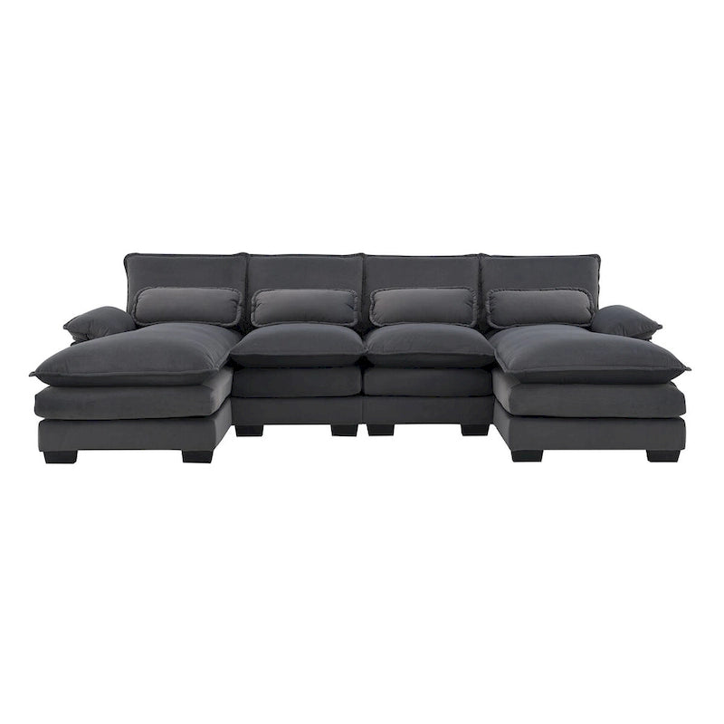 Gray Modern U-Shaped Modular Sectional Sofa with Double Chaise Lounge