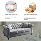 3-Seater Chesterfield Upholstered Tufted Sofa with Rolled Arms and Nailhead