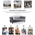 3-Seater Chesterfield Upholstered Tufted Sofa with Rolled Arms and Nailhead