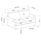 White Sofa Couch 2 Seater Fabric Loveseat for Living Room