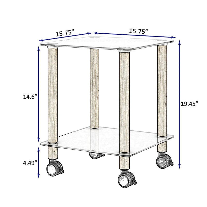 Modern 2-Tier Space End Table, Sofa Table, Side Table with Storage Shelve