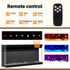 Erommy Entertainment Center with Adjustable Glass Shelves and Built-in Electric Fireplace - 70