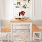 Mieres 3-Piece Dining Table Set with Two Benches, Kitchen Table Set for 4-6 Persons