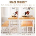 Mieres 3-Piece Dining Table Set with Two Benches, Kitchen Table Set for 4-6 Persons