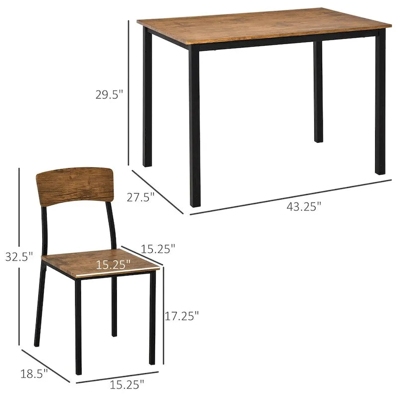 Dining Table Set with Rectangular Kitchen Table and Chairs(Set of 5)