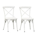 Vintage Series Distressed Metal X Back Side Chair - Antique White (Set of 2)
