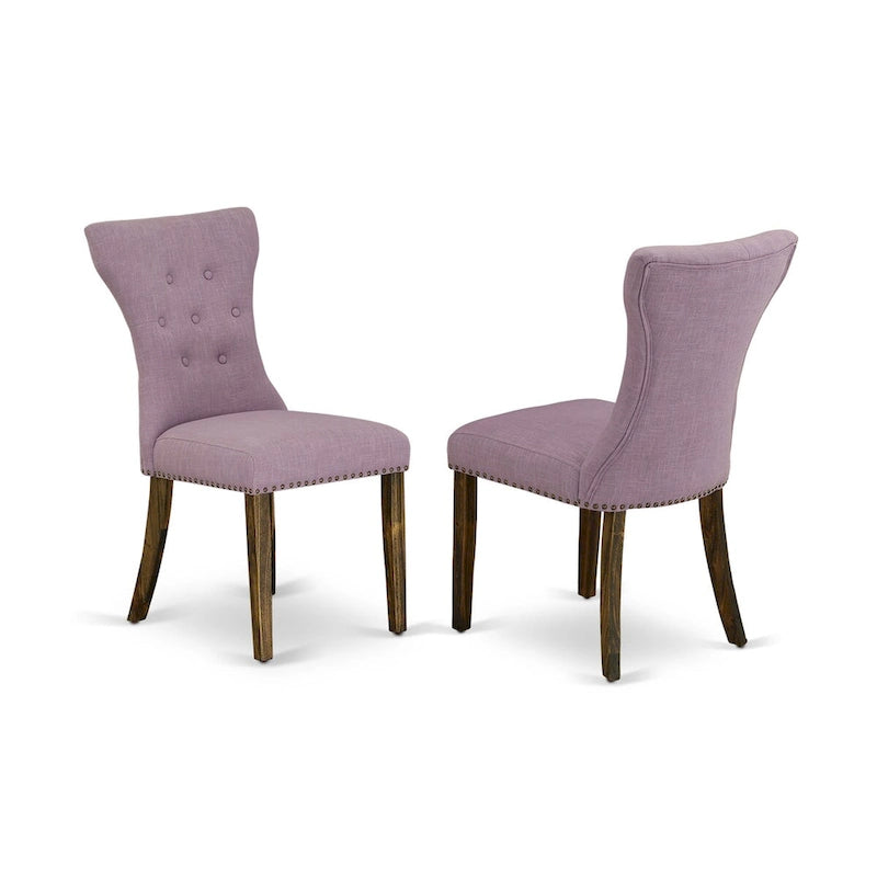 East West Furniture Dining Table Set- a Kitchen Table and Dahlia Linen Fabric Dining Chairs, Distressed Jacobean(Pieces Options)