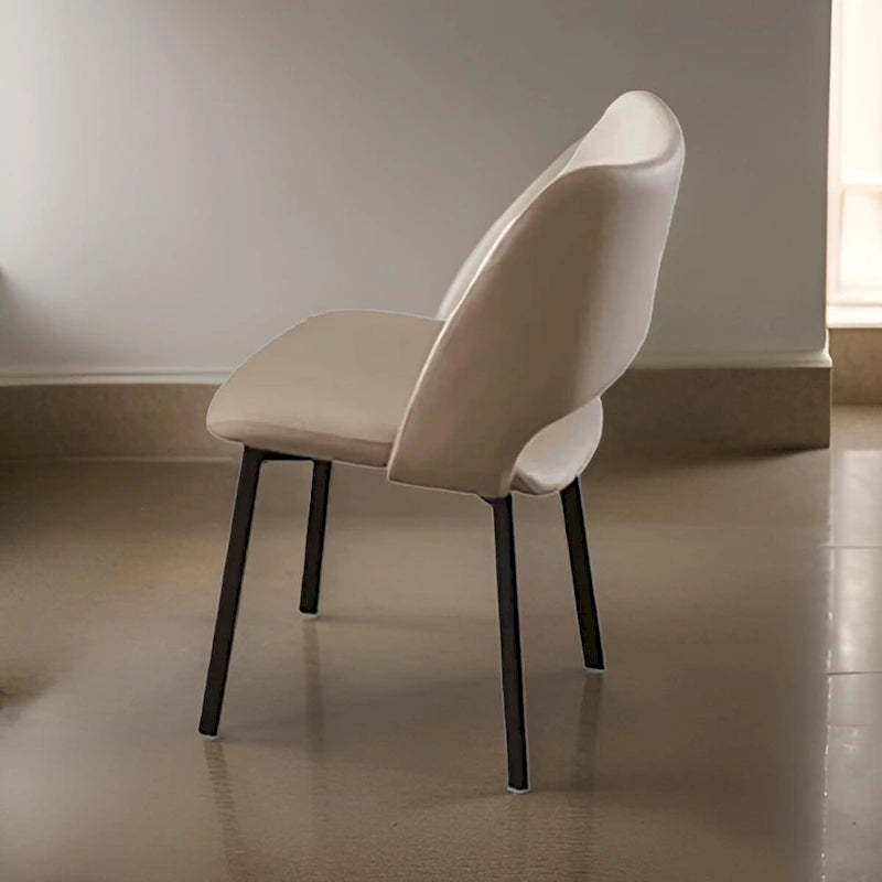 Hem 22 Inch Dining Chair Set of 2, Beige Faux Leather, Armless Open Back