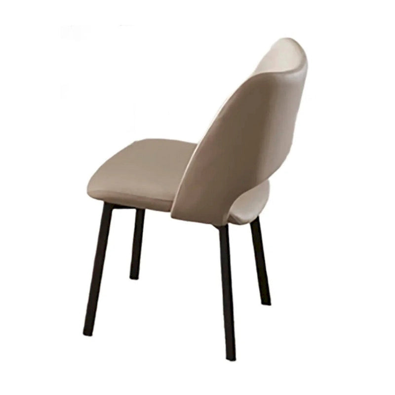 Hem 22 Inch Dining Chair Set of 2, Beige Faux Leather, Armless Open Back