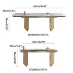 94.48 Inch Modern Minimalist 9 - Piece Extendable Sintered Stone Top Double Pedestal Dining Set