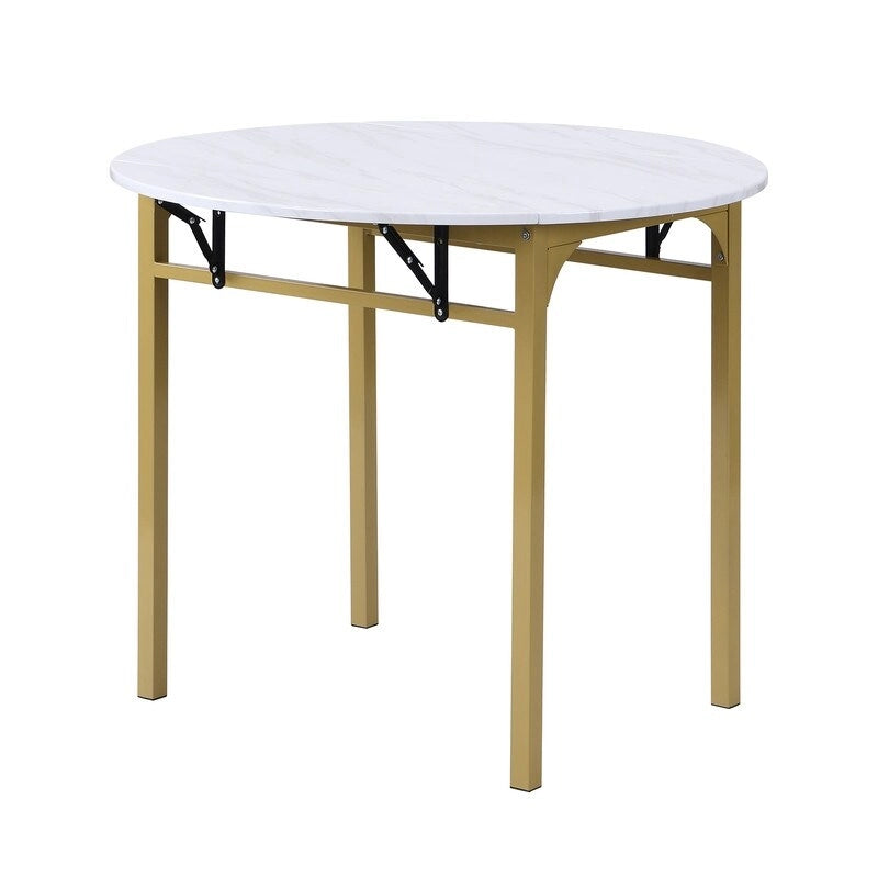 3 Piece Drop Leaf Dining Table Set, Modern Counter Height Round Dining Set with 2 Chairs, Wood Small Kitchen Table Set