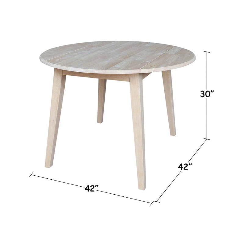 42 in. Solid Wood Round Dual Drop Leaf Table