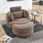 Modern Accent Round Loveseat Circle Swivel Barrel Chairs for Bedroom Cuddle Sofa Chair Lounger Armchair, 4 Pillows