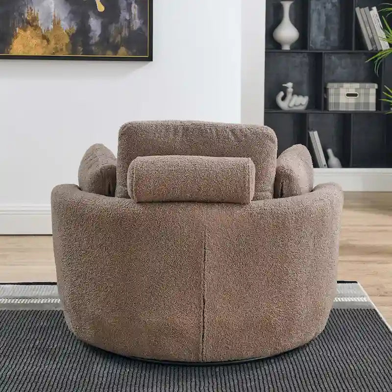 Modern Accent Round Loveseat Circle Swivel Barrel Chairs for Bedroom Cuddle Sofa Chair Lounger Armchair, 4 Pillows