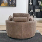 Modern Accent Round Loveseat Circle Swivel Barrel Chairs for Bedroom Cuddle Sofa Chair Lounger Armchair, 4 Pillows