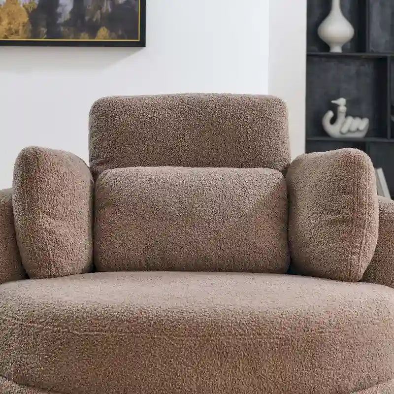 Modern Accent Round Loveseat Circle Swivel Barrel Chairs for Bedroom Cuddle Sofa Chair Lounger Armchair, 4 Pillows