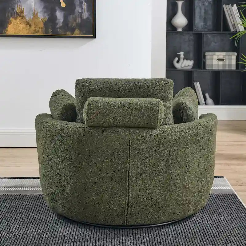Modern Accent Round Loveseat Circle Swivel Barrel Chairs for Bedroom Cuddle Sofa Chair Lounger Armchair, 4 Pillows