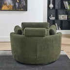 Modern Accent Round Loveseat Circle Swivel Barrel Chairs for Bedroom Cuddle Sofa Chair Lounger Armchair, 4 Pillows