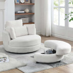 Modern Accent Round Loveseat Circle Swivel Barrel Chairs for Bedroom Cuddle Sofa Chair Lounger Armchair, 4 Pillows