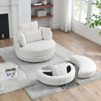 Modern Accent Round Loveseat Circle Swivel Barrel Chairs for Bedroom Cuddle Sofa Chair Lounger Armchair, 4 Pillows