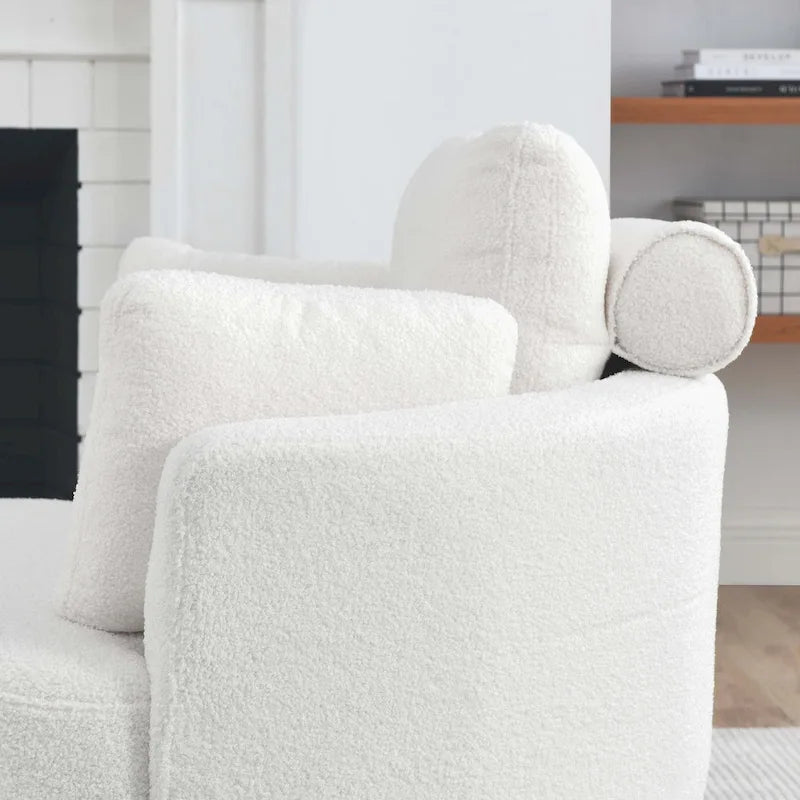 Modern Accent Round Loveseat Circle Swivel Barrel Chairs for Bedroom Cuddle Sofa Chair Lounger Armchair, 4 Pillows