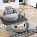 Modern Accent Round Loveseat Circle Swivel Barrel Chairs for Bedroom Cuddle Sofa Chair Lounger Armchair, 4 Pillows