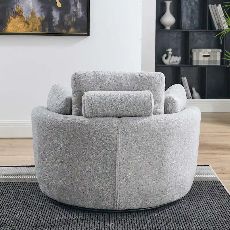 Modern Accent Round Loveseat Circle Swivel Barrel Chairs for Bedroom Cuddle Sofa Chair Lounger Armchair, 4 Pillows