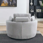 Modern Accent Round Loveseat Circle Swivel Barrel Chairs for Bedroom Cuddle Sofa Chair Lounger Armchair, 4 Pillows