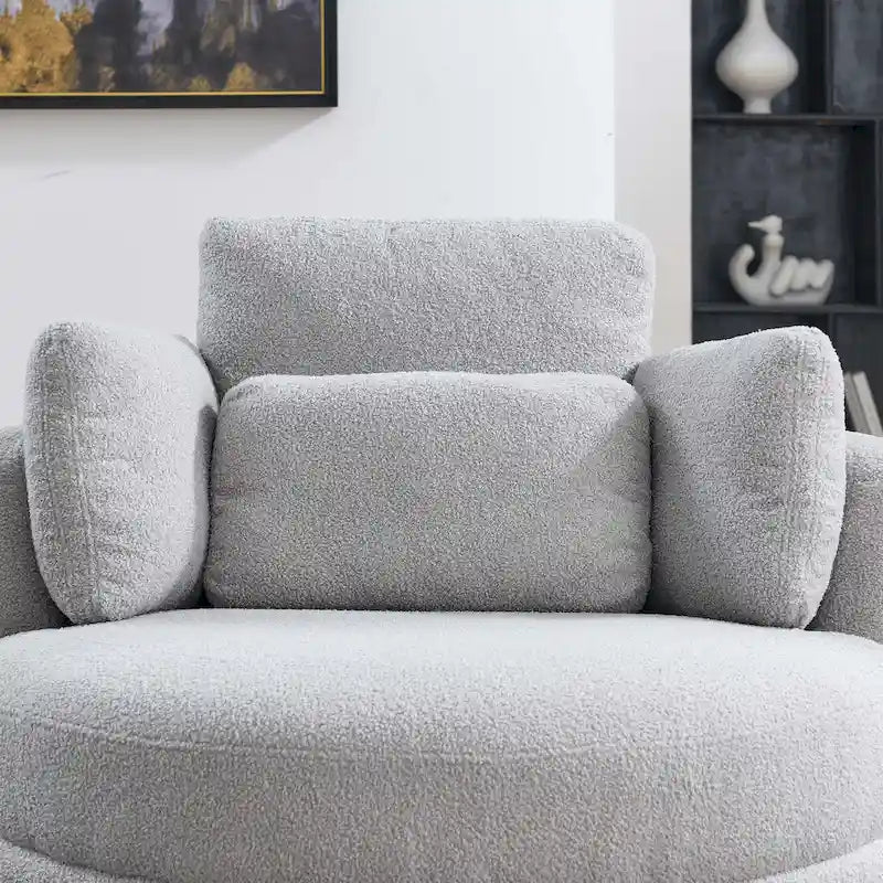 Modern Accent Round Loveseat Circle Swivel Barrel Chairs for Bedroom Cuddle Sofa Chair Lounger Armchair, 4 Pillows