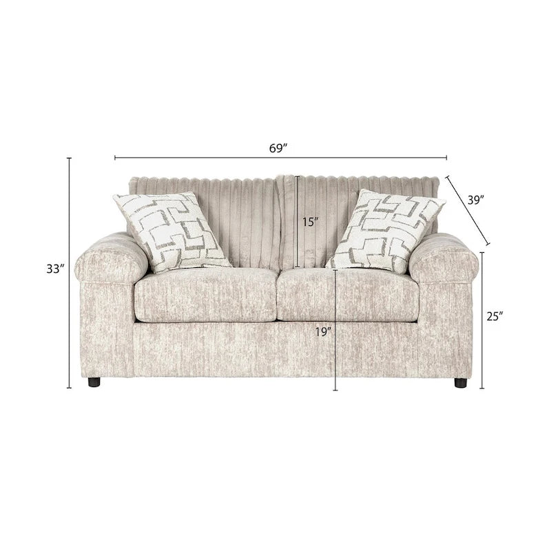 Roundhill Furniture Nason Wide Wale Corduroy Living Room 4-Piece Sofa Set