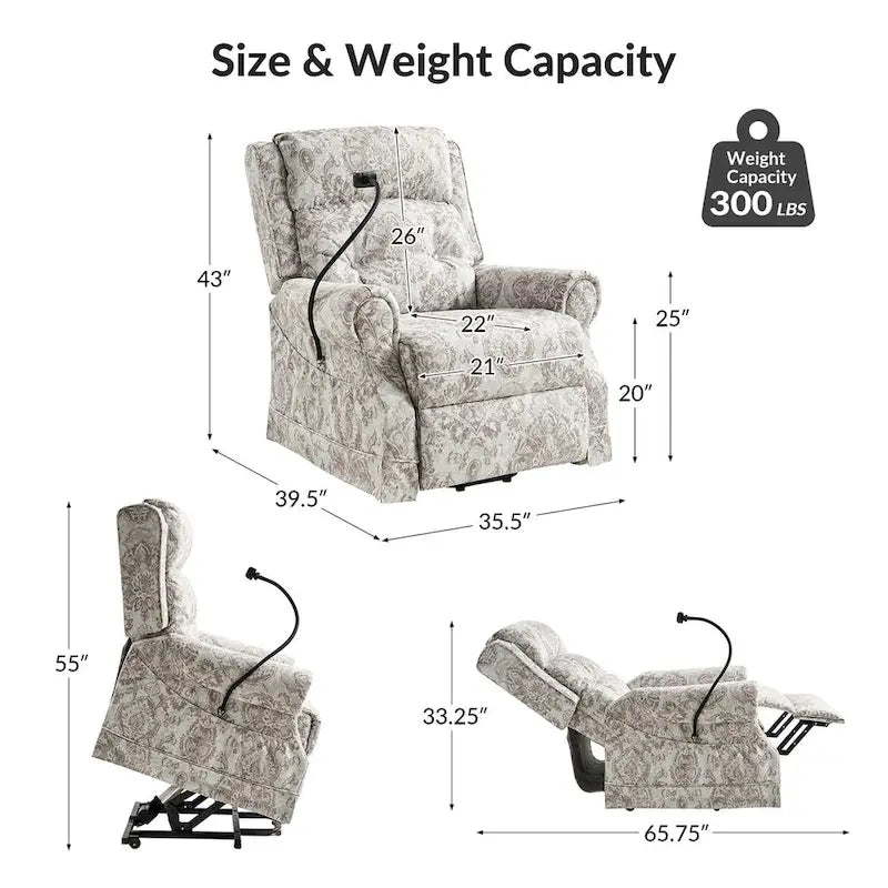 Billy Traditional Lift Assist Power Recliner With Massage Heat And Manual Headrest by HULALA HOME