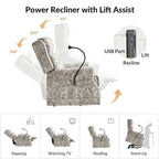 Billy Traditional Lift Assist Power Recliner With Massage Heat And Manual Headrest by HULALA HOME