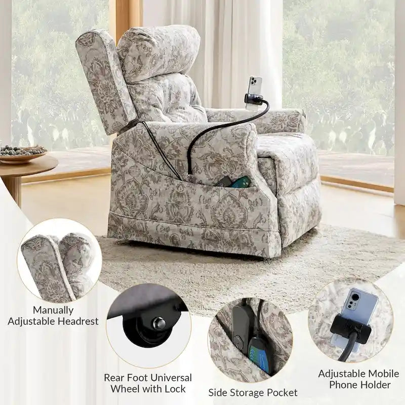 Billy Traditional Lift Assist Power Recliner With Massage Heat And Manual Headrest by HULALA HOME
