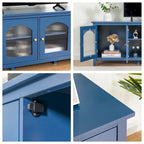 71 TV Cabinet w/ Solidwood Frame, Changhong Glass Door, Metal Handle