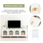 71 TV Cabinet w/ Solidwood Frame, Changhong Glass Door, Metal Handle