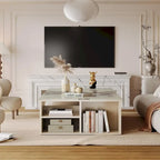 Modern Coffee Table with Extendable Tabletop and Drawers Shelves for Living Room