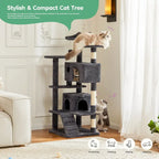 54in Cat Tree, Indoor Cat High-rise Multi-story Tower, Pet Playroom With Large Apartment