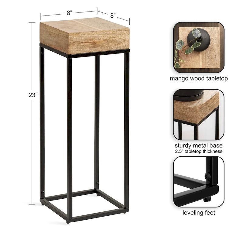 Kate and Laurel Karlsen Wood and Metal Drink Table - 8x8x23