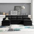 6-seat Upholstered Symmetrical Sofa Furniture U-shaped Sectional Sofa with Waist Pillows