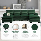6-seat Upholstered Symmetrical Sofa Furniture U-shaped Sectional Sofa with Waist Pillows