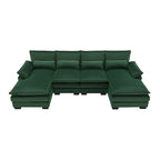 6-seat Upholstered Symmetrical Sofa Furniture U-shaped Sectional Sofa with Waist Pillows