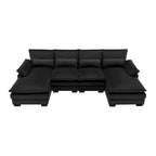 6-seat Upholstered Symmetrical Sofa Furniture U-shaped Sectional Sofa with Waist Pillows