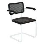 Breuer Chair Company Marcel Breuer Cesca Cane Cantilever Armchair Arm Chair w/ White Steel Frame (Various Wood & Cane Colors)