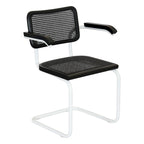 Breuer Chair Company Marcel Breuer Cesca Cane Cantilever Armchair Arm Chair w/ White Steel Frame (Various Wood & Cane Colors)