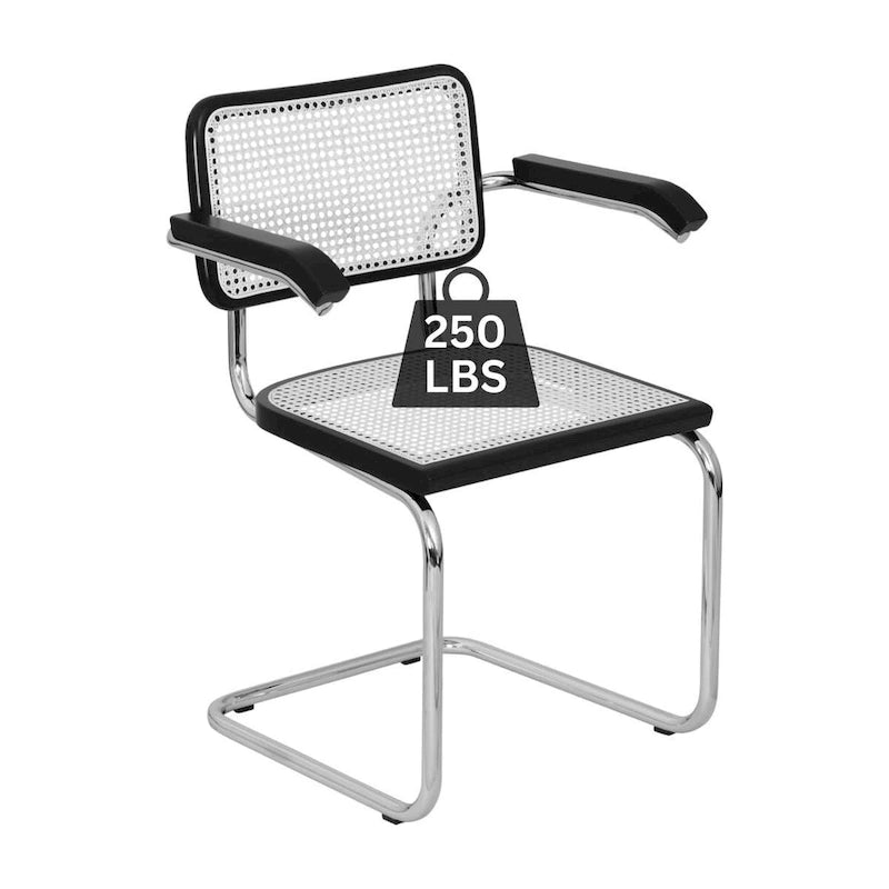 Breuer Chair Company Marcel Breuer Cesca Cane Cantilever Armchair Arm Chair w/ White Steel Frame (Various Wood & Cane Colors)